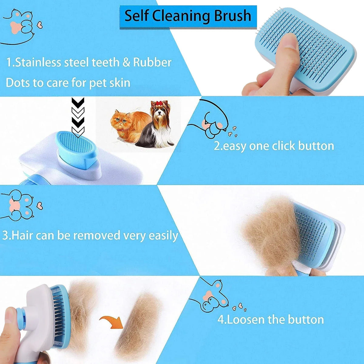 CloudRest™ Self-Cleaning Pet Slicker Brush