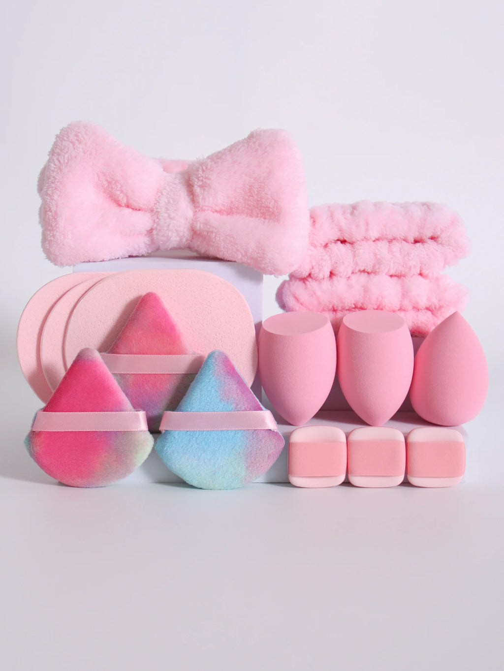 15-Piece Makeup Sponge & Beauty Blender Set with Spa Headband & Wristbands