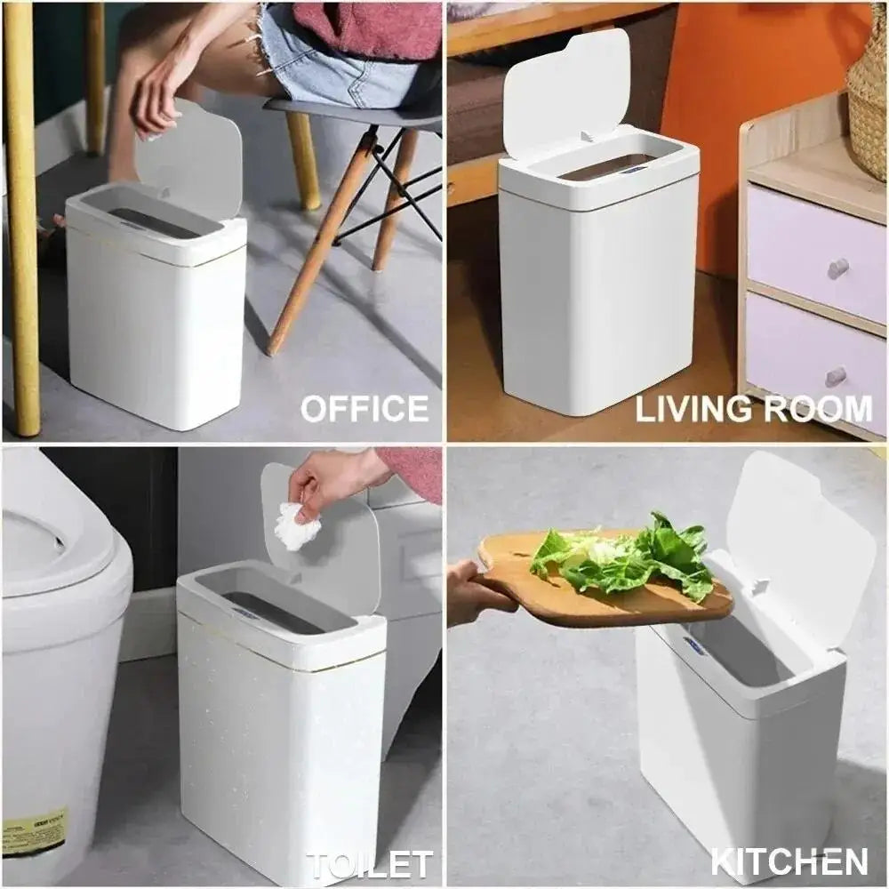 15L Touchless Smart Sensor Trash Can with Automatic Bagging – White Automatic Garbage Bin for Bathroom, Kitchen & Office