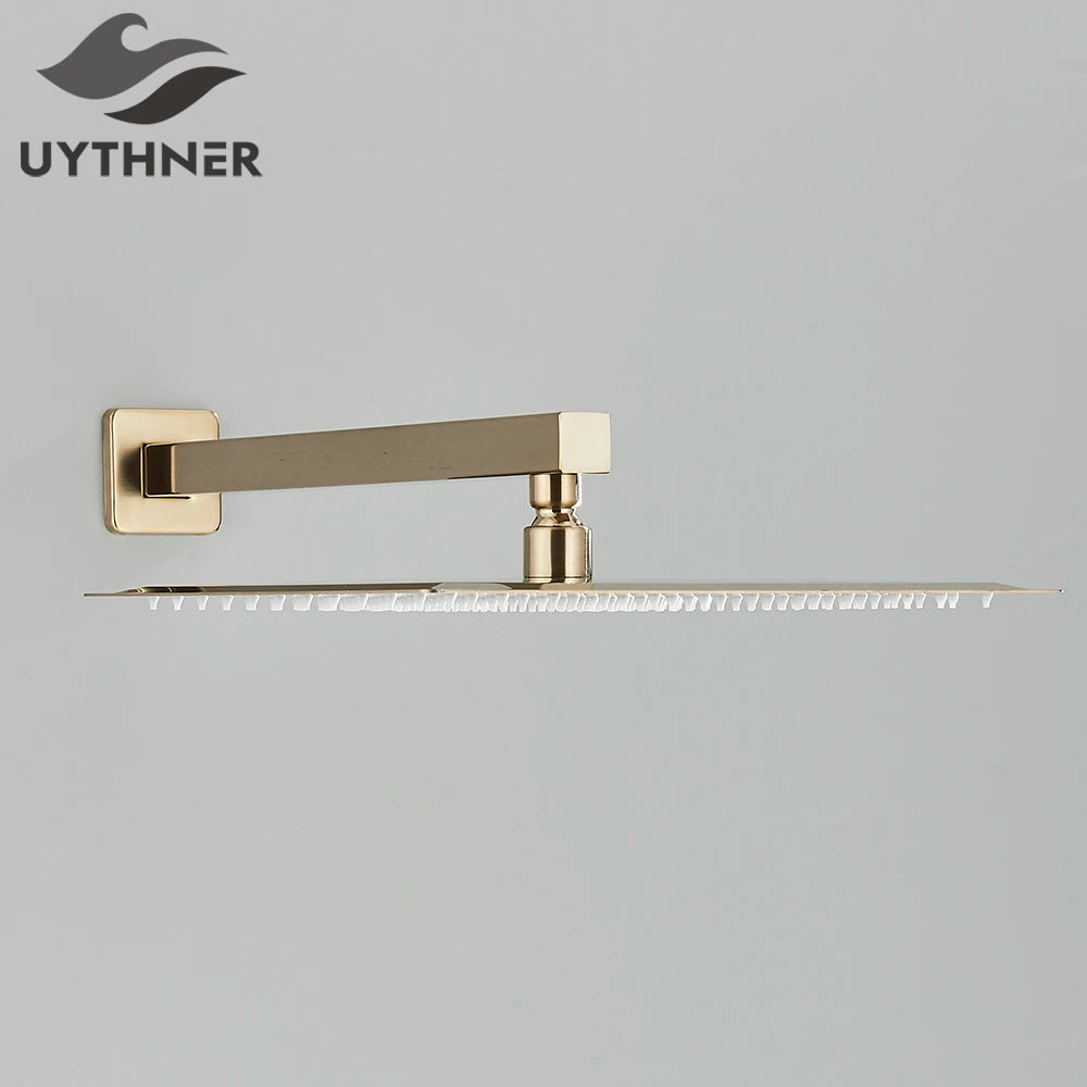 Square Rainfall Shower Head 8"/10"/12" - Ultrathin Rain Shower with Arm