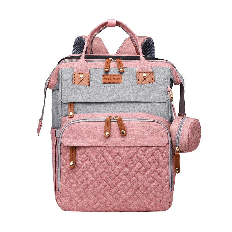 3-in-1 Baby Diaper Backpack with Foldable Travel Bed & USB Port