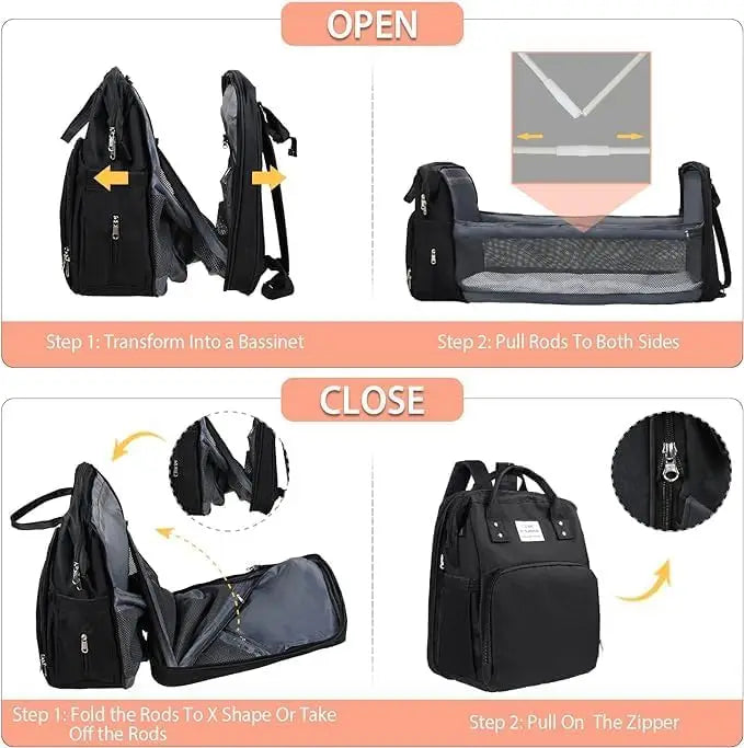 Premium Waterproof Baby Diaper Backpack with Foldable Changing Station