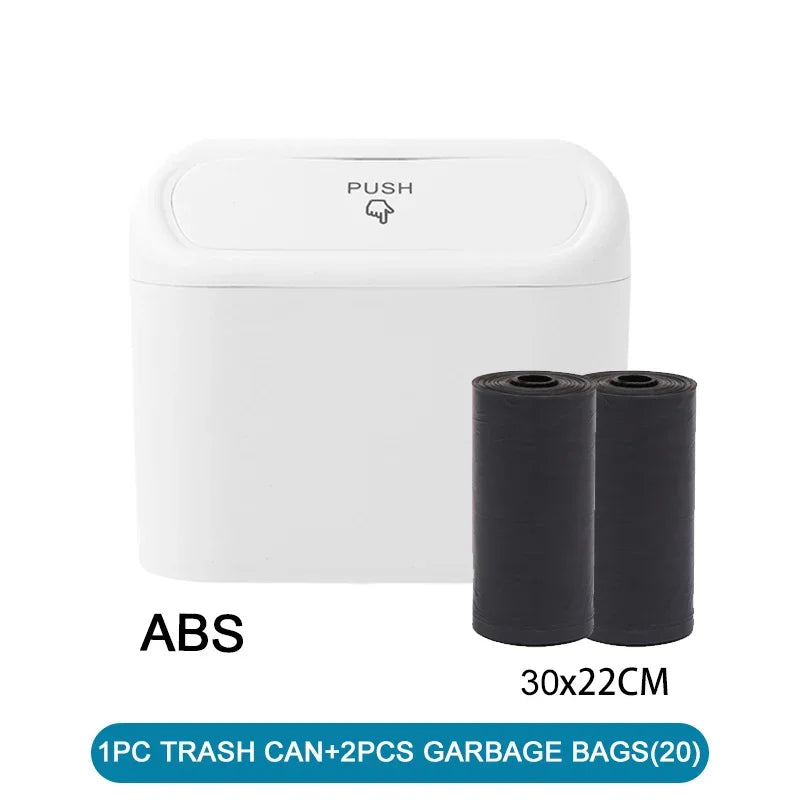 Car Trash Can with Lid & 60 Garbage Bags – Leak-Proof Mini Portable Vehicle Garbage Bin for Auto Interior