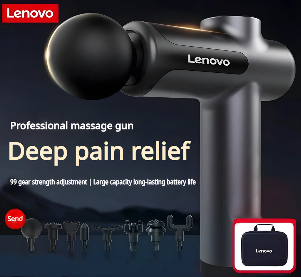 Lenovo Massage Gun - Deep Tissue Fascia Gun with 8 Massage Heads, LED Touch Screen