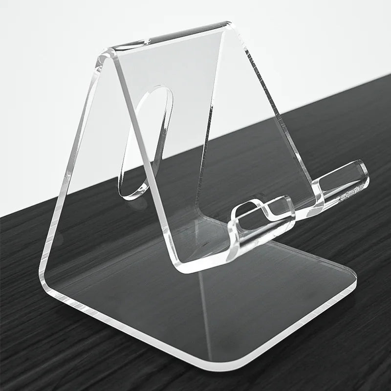 Transparent Acrylic Phone Stand Holder – Clear Adjustable Desktop Smartphone Stand for Desk, Video Calls & Hands-Free Viewing