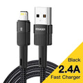 Essager 2.4A Fast Charging USB to Lightning Cable – Braided Charger Cord for iPhone 14 13 12 11 Pro Max, XS, XR, X, 8, 7, 6, SE
