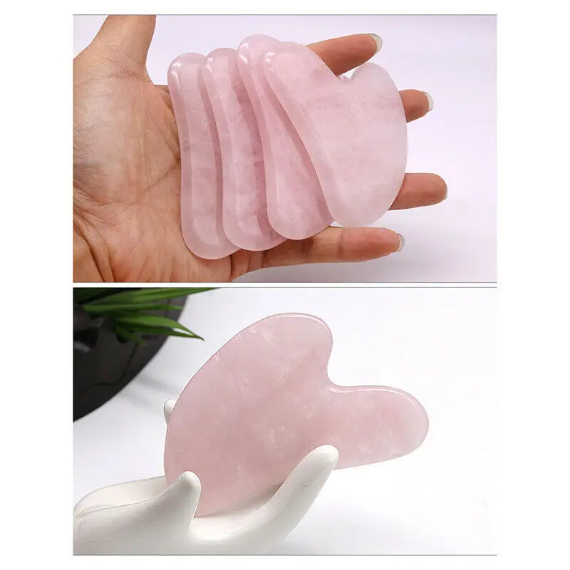Rose Quartz Gua Sha Massage Board – Premium Facial Scraping Tool for Face, Neck & Body | Natural Stone Lymphatic Drainage Massager