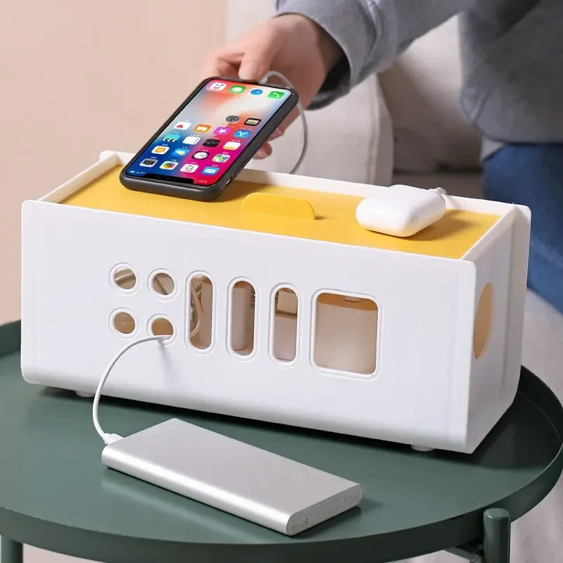 Multifunctional Cable Management Box - Wire Organizer & Power Strip Storage Case for Home & Office