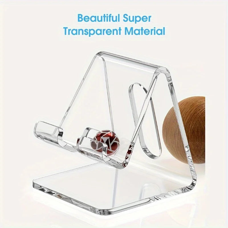 Transparent Acrylic Phone Stand Holder – Clear Adjustable Desktop Smartphone Stand for Desk, Video Calls & Hands-Free Viewing