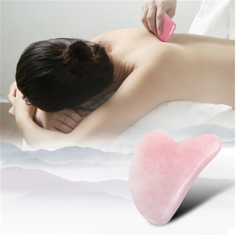 Rose Quartz Gua Sha Massage Board – Premium Facial Scraping Tool for Face, Neck & Body | Natural Stone Lymphatic Drainage Massager