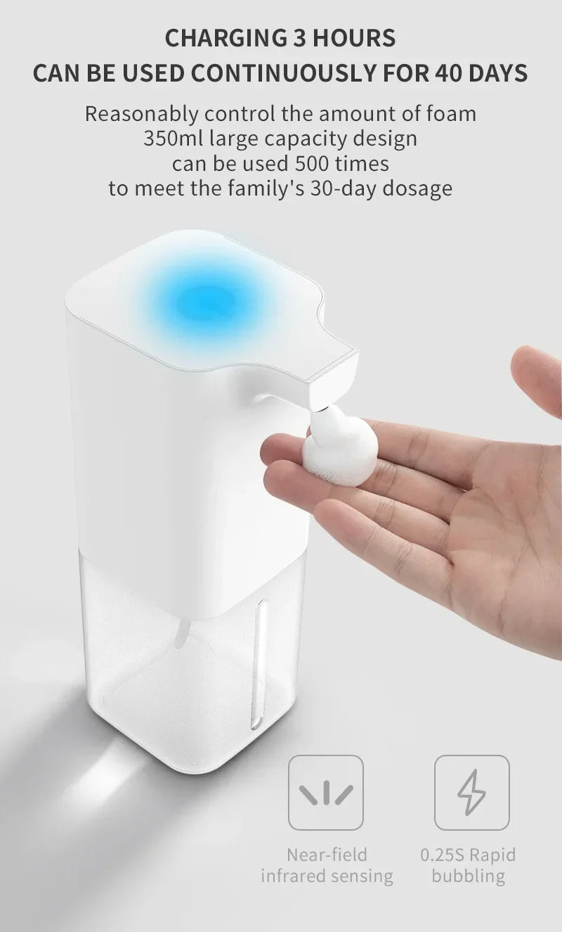 Automatic Soap Dispenser - Touchless Infrared Sensor Foam Hand Sanitizer, USB Rechargeable for Kitchen, Bathroom & Home