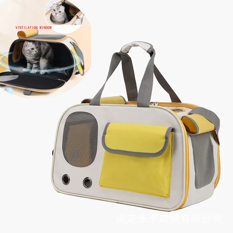 Designer Pet Travel Carrier with Shoulder Strap – Portable Bag for Small Dogs & Cats