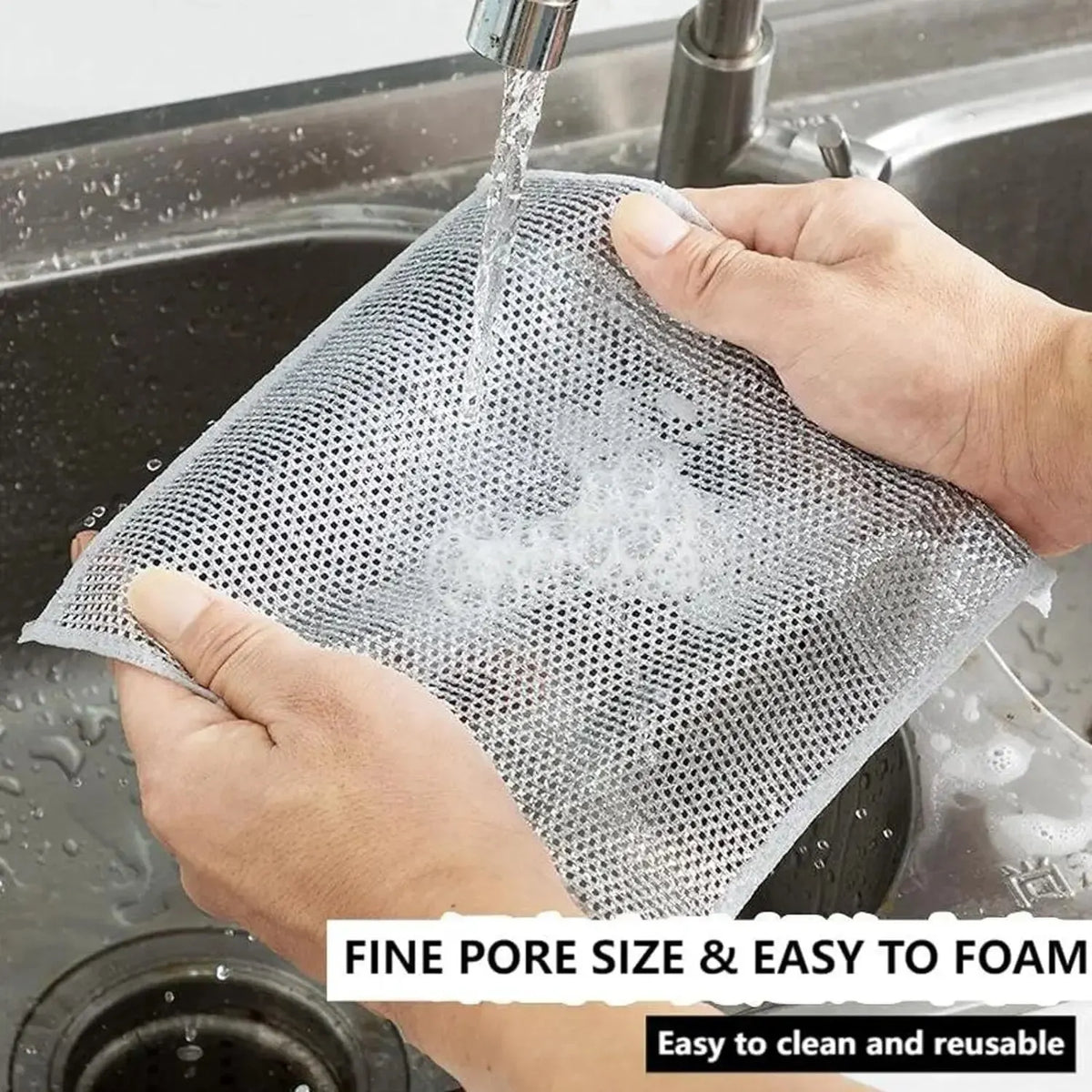 10-Pack Magic Cleaning Dishcloths – Reusable Silver Wire Kitchen Scrub Cloths