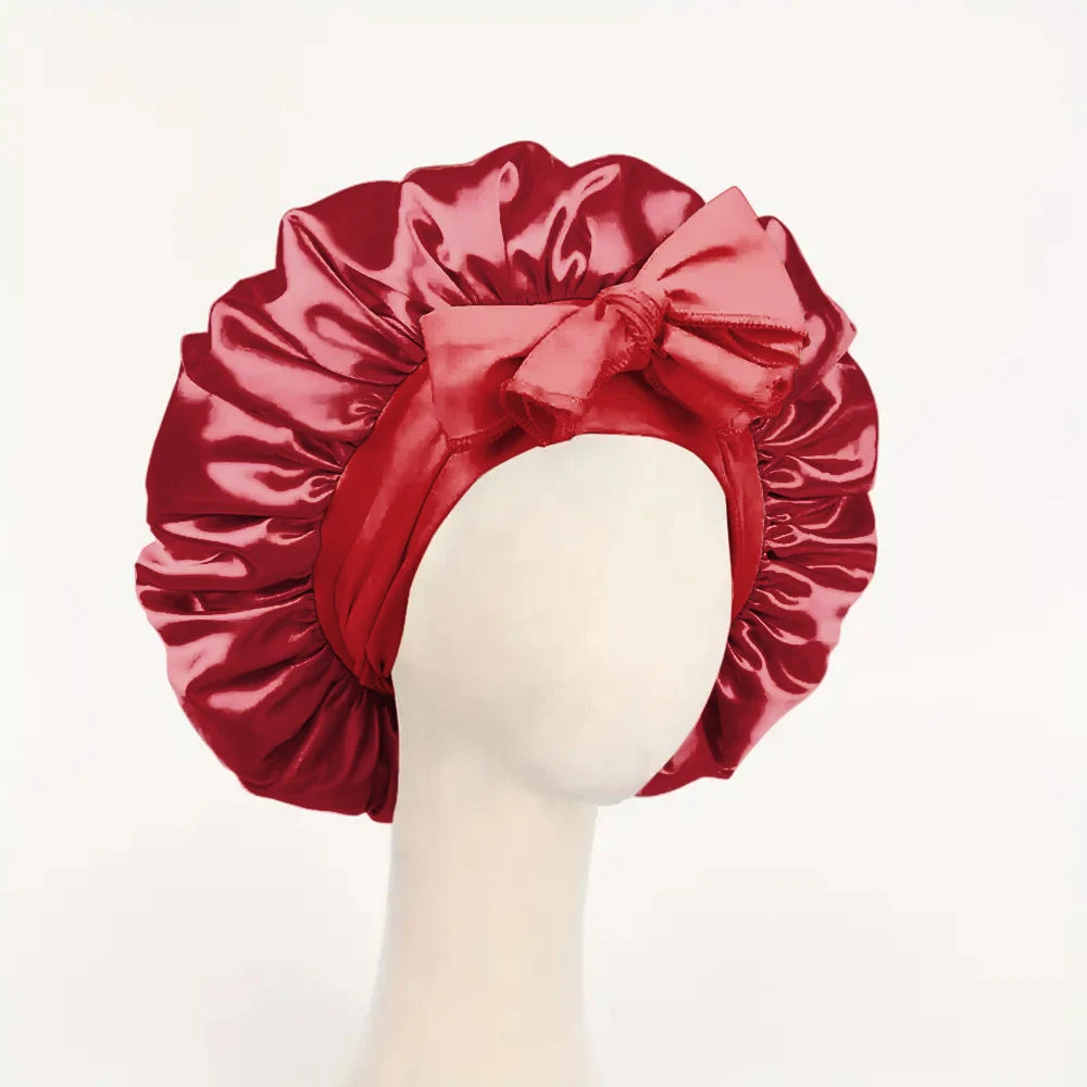Satin Bonnet with Adjustable Tie Band – Silk-Like Sleeping Hair Bonnet for Women & Men, Nighttime Hair Protection Cap (16 Colors)