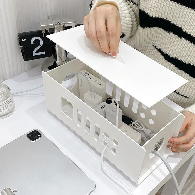 Multifunctional Cable Management Box - Wire Organizer & Power Strip Storage Case for Home & Office