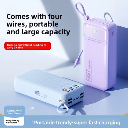 120W Super Fast Charging Power Bank 30000mAh 50000mAh – Portable Slim PD 120W Powerbank with Built-in Cables