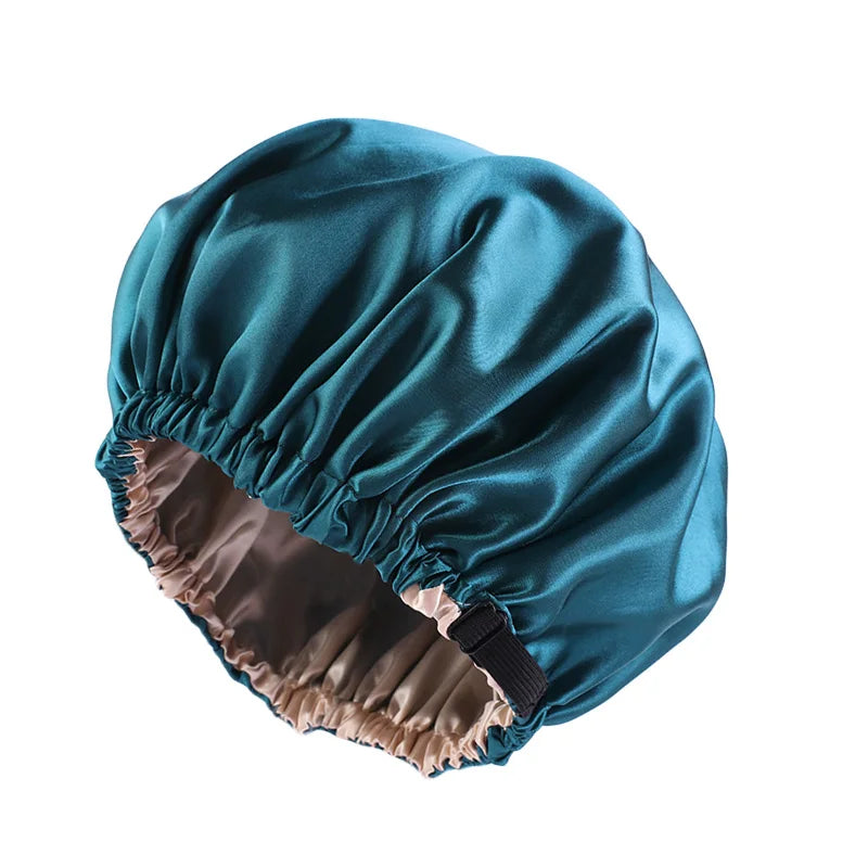Double Layer Satin Bonnet for Sleeping – Adjustable Large Silk Sleep Cap with Elastic Band for Curly Hair, Women & Men Hair Protection