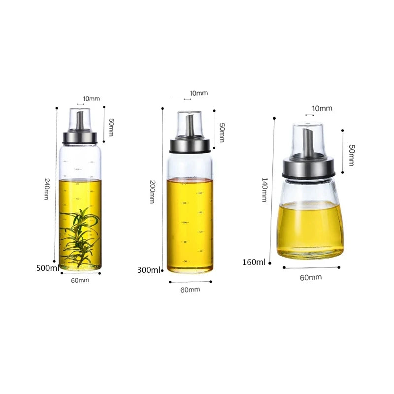 Glass Oil & Vinegar Dispenser Bottles – Leak-Proof Pourers for Cooking Oil, Sauce & Seasoning (Multiple Sizes)