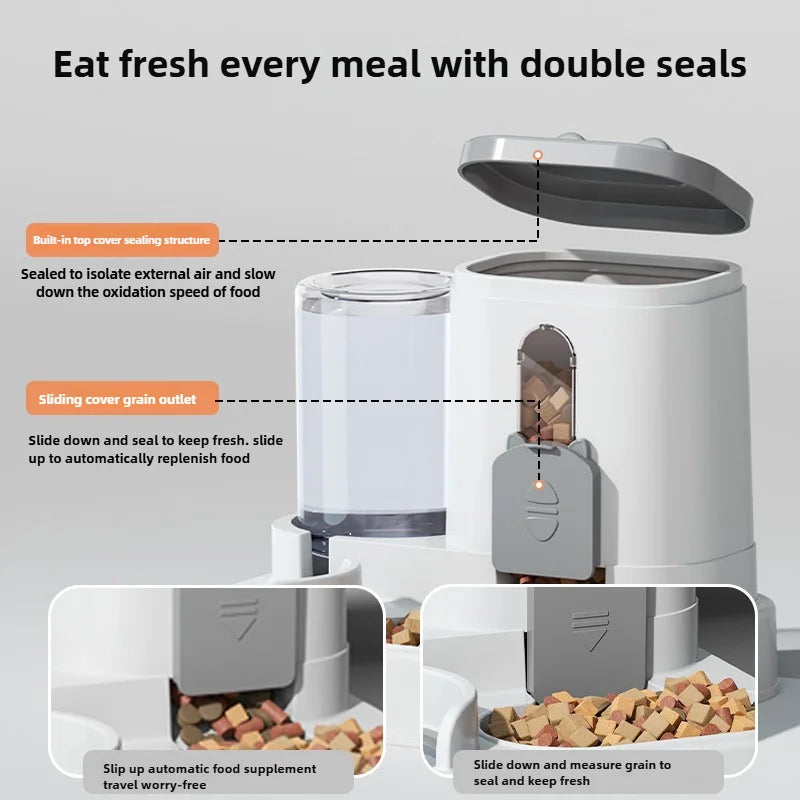 Automatic Gravity Pet Feeder & Water Dispenser Set for Cats & Small Dogs