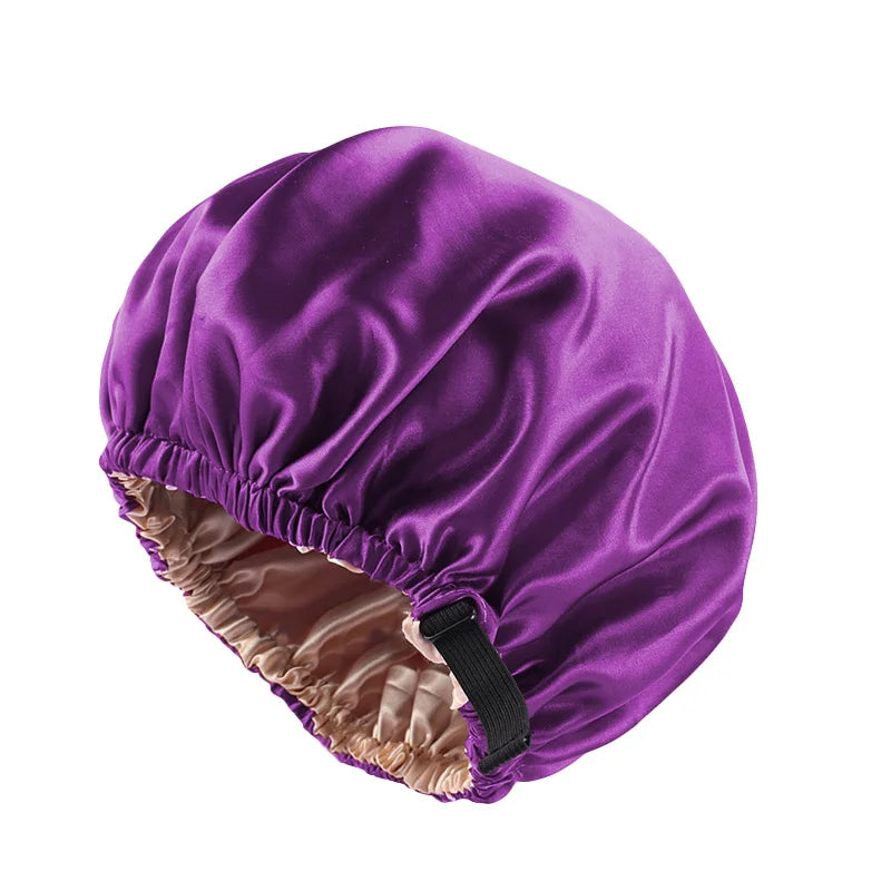 Double Layer Satin Bonnet for Sleeping – Adjustable Large Silk Sleep Cap with Elastic Band for Curly Hair, Women & Men Hair Protection