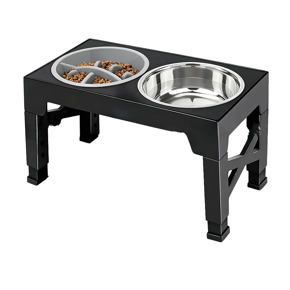 Adjustable Elevated Dog Feeder with Double Stainless Steel Bowls - 5 Heights for Small Medium & Large Dogs