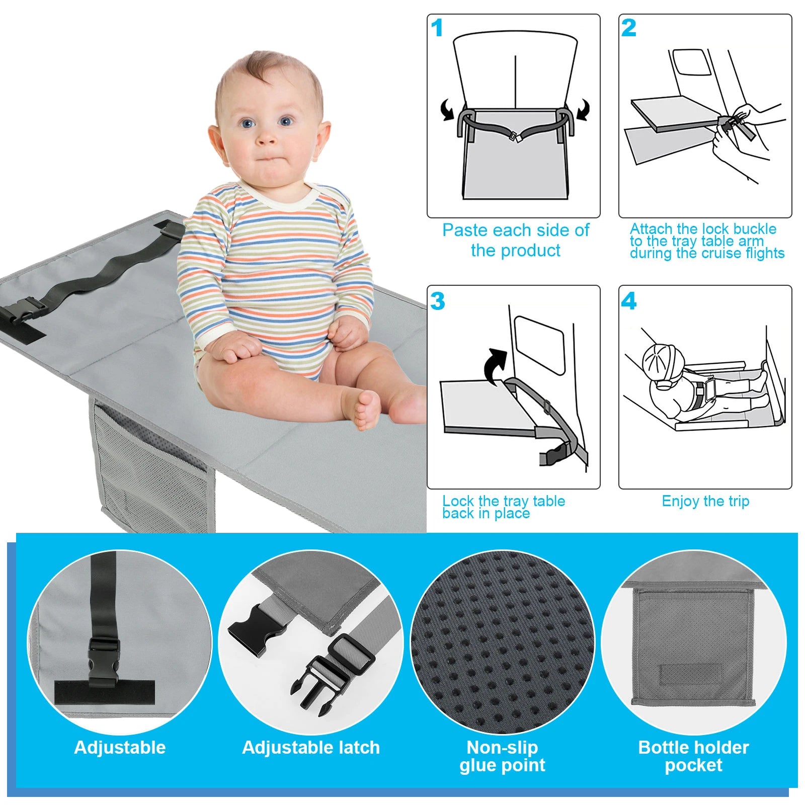 Kids Travel Airplane Bed Portable Children Pedals Beds Foot Leg Rest Hammock Baby Footrest Bed Toddler Airplane Seat Extender